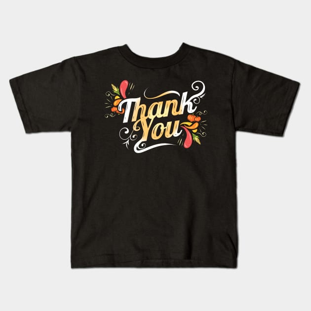 Thanks You Logo For Thanksgiving Kids T-Shirt by SinBle